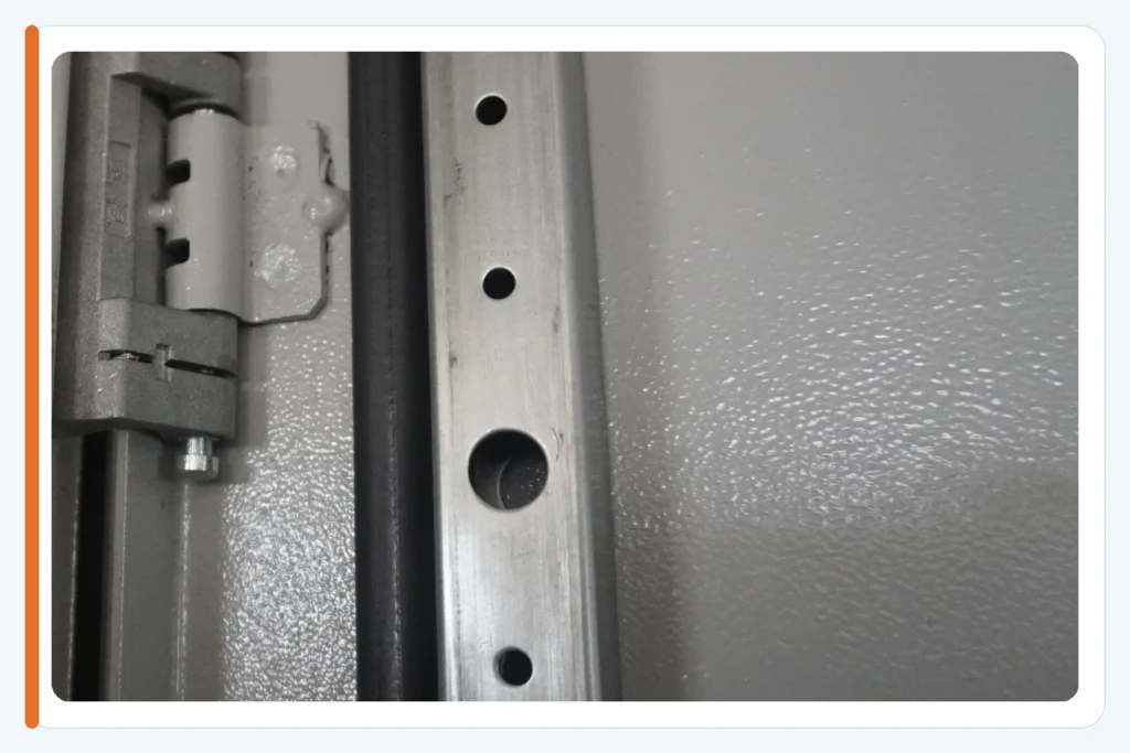 FN concealed hinge mounted inside the door and cabinet return