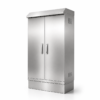 02-floor-standing-double-door-stainless-steel-cabinet Floor-standing double-door stainless steel electrical cabinet with rain hood and swing-handle locks