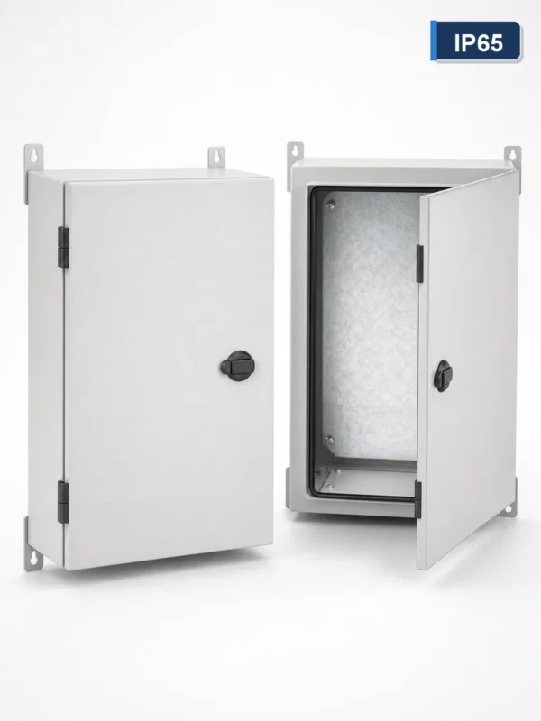 Wall-mounted electrical enclosures showing door gasket and mounting plate
