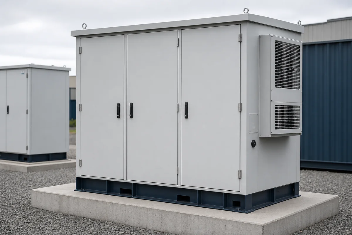 Outdoor BESS equipment cabinet with side cooling module
