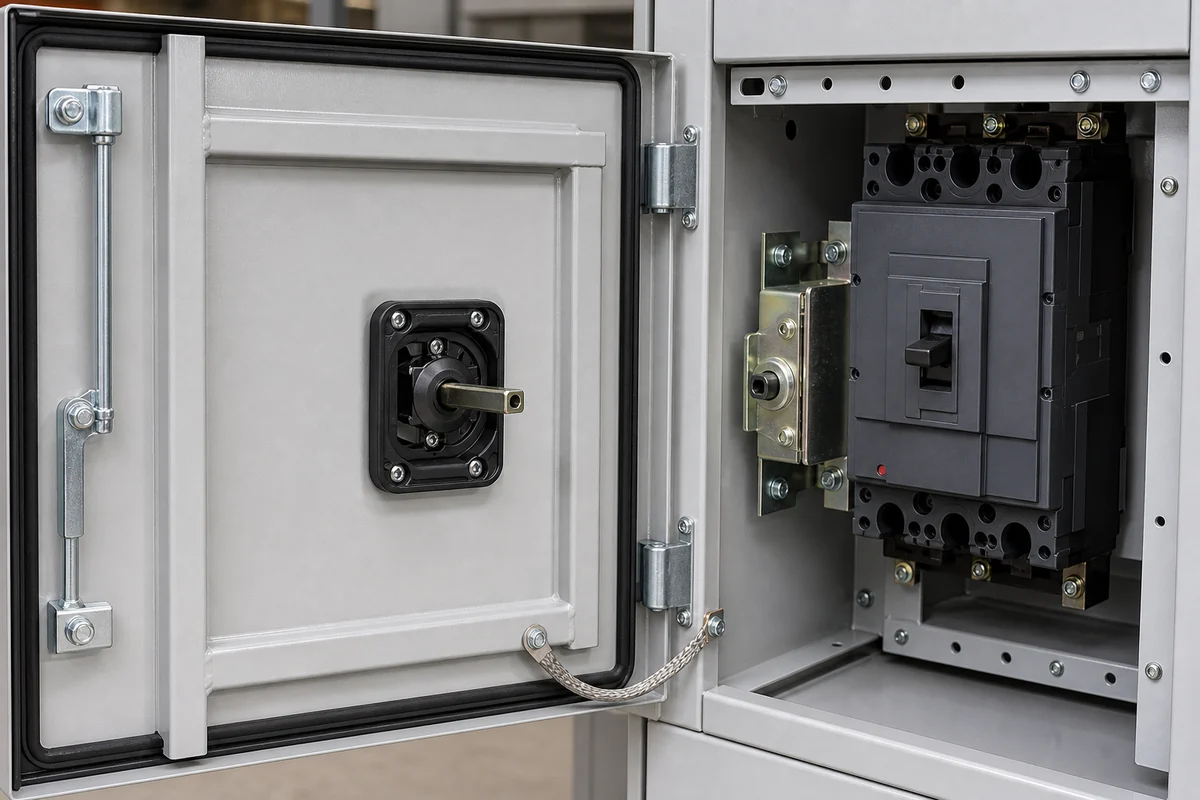 Disengaged door-coupled handle and breaker receiver interface