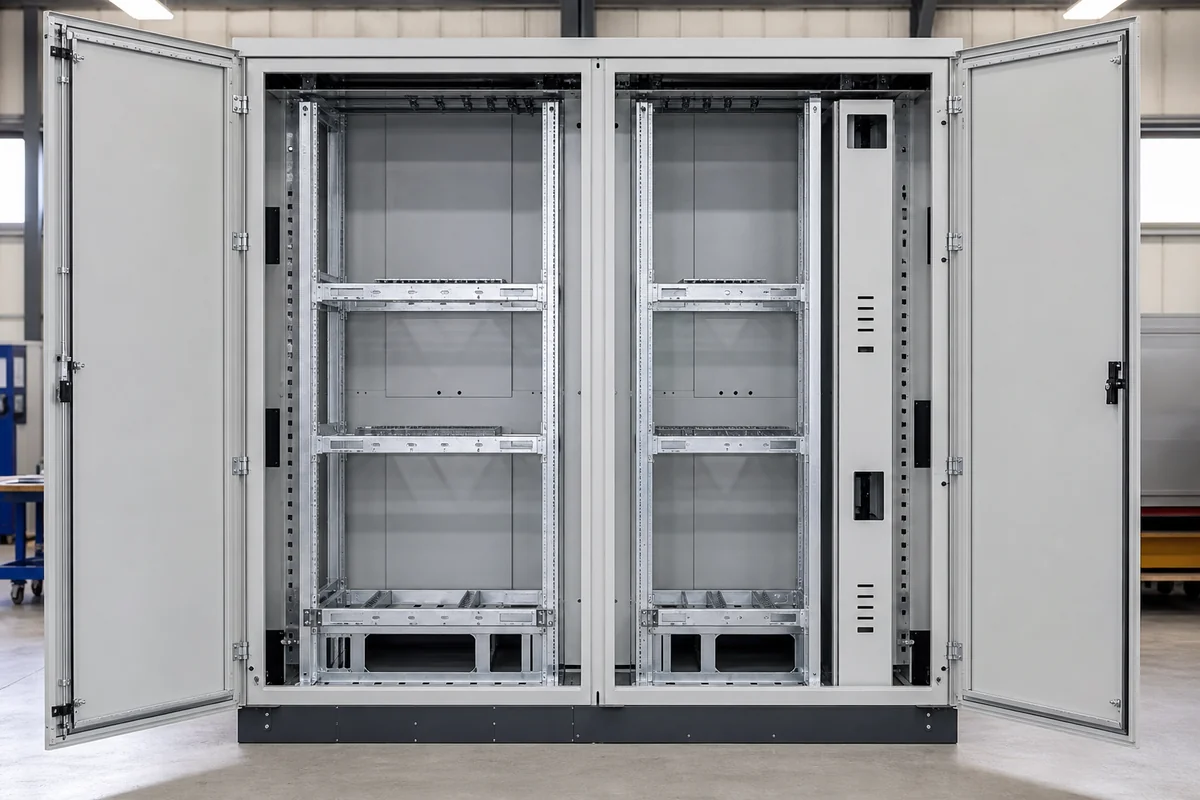 EV fast-charging power cabinet internal module rail and support structure