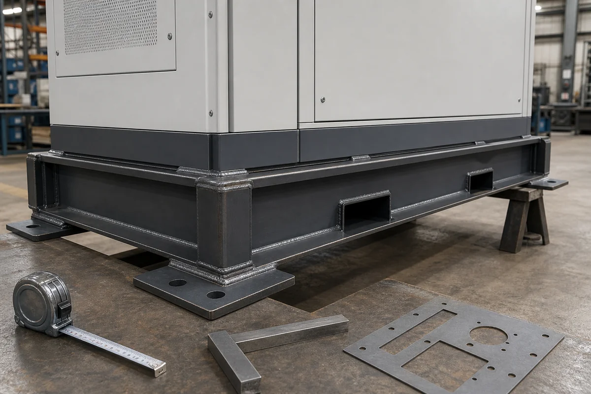 EV charger power cabinet welded base anchor plates and handling interfaces