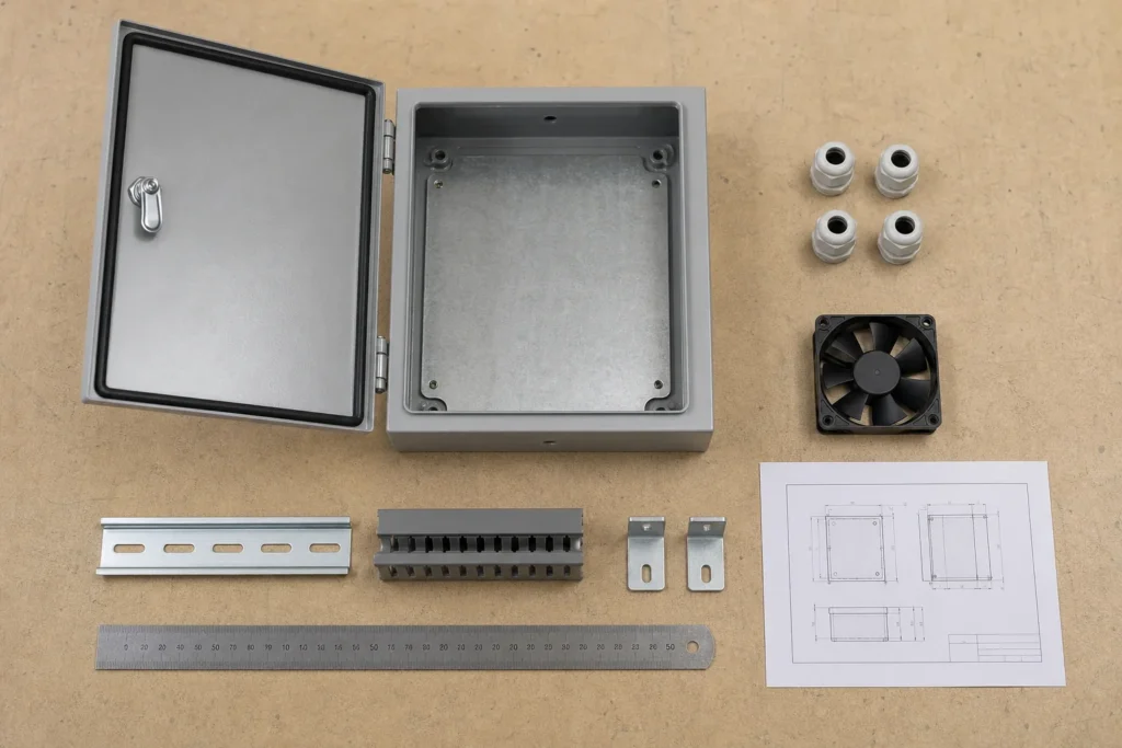 Custom electrical enclosure RFQ inputs arranged for design review