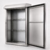 5d3464052e5928f21e88b143c002fb39 Open stainless steel single-door electrical enclosure with gasketed door and adjustable mounting rails