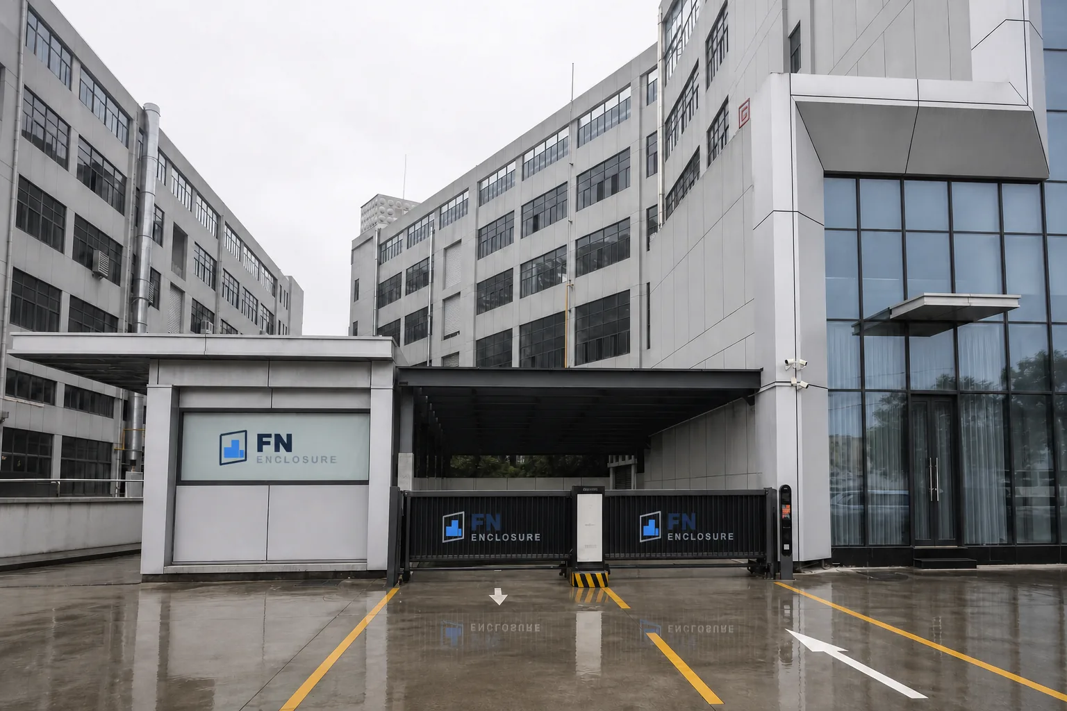 FN Enclosure company gate and manufacturing facility