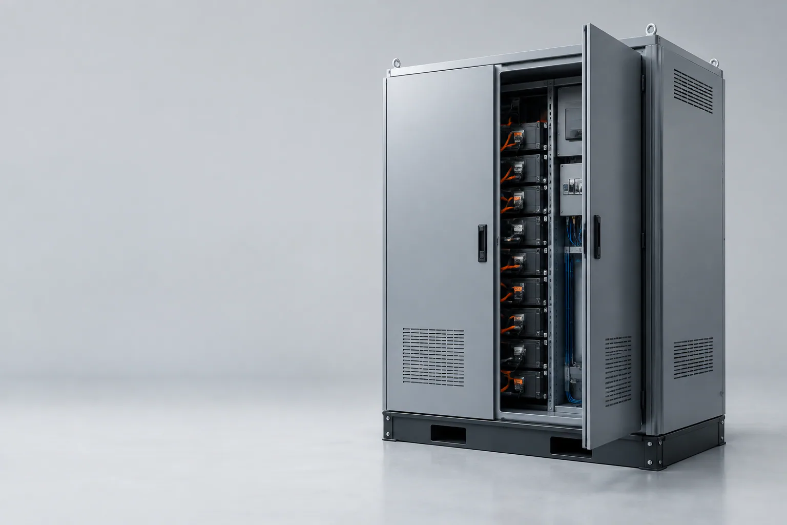 Industrial battery and power cabinet enclosure for UPS, telecom and energy-storage applications