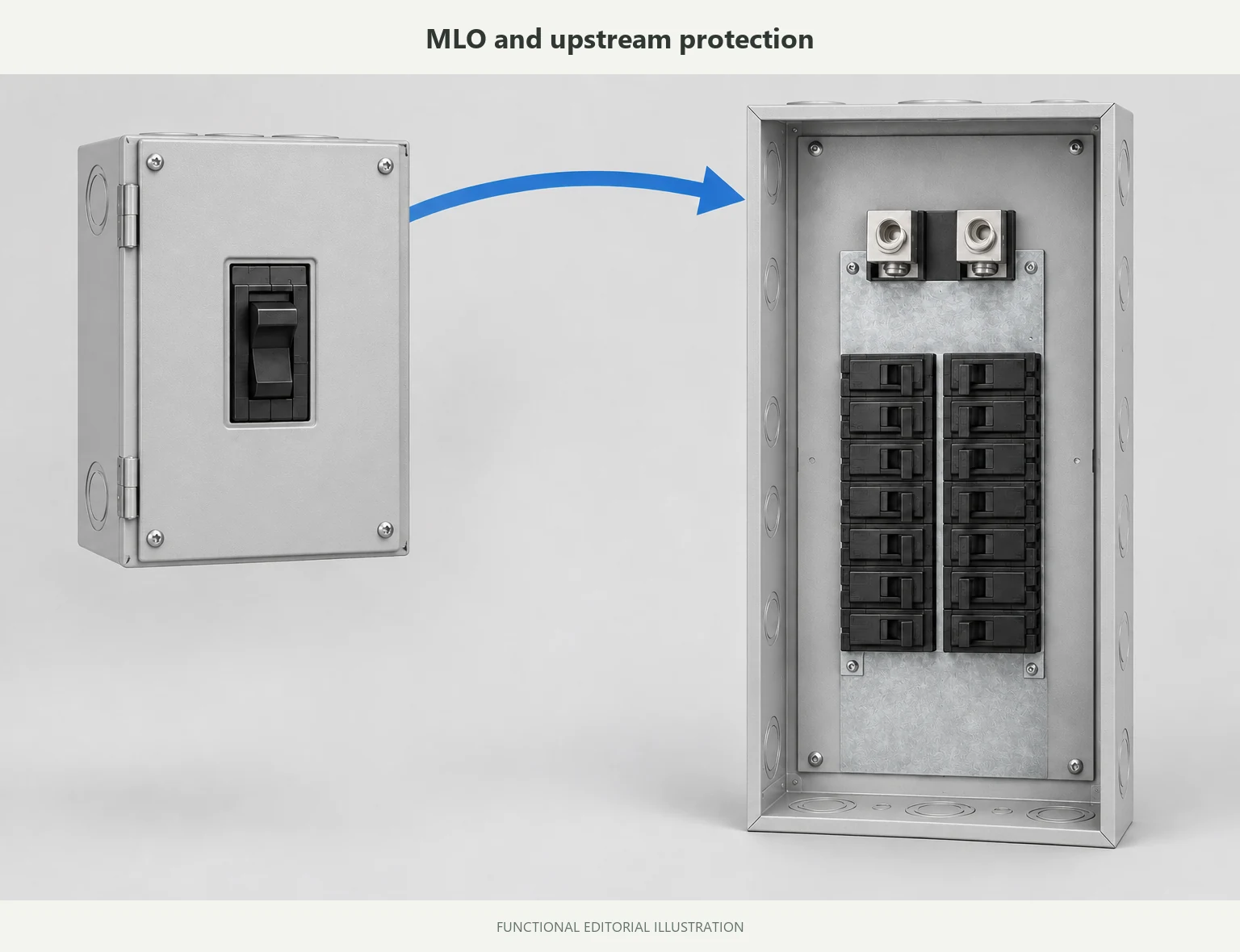 Main lug only panel with upstream overcurrent protection shown outside the panel