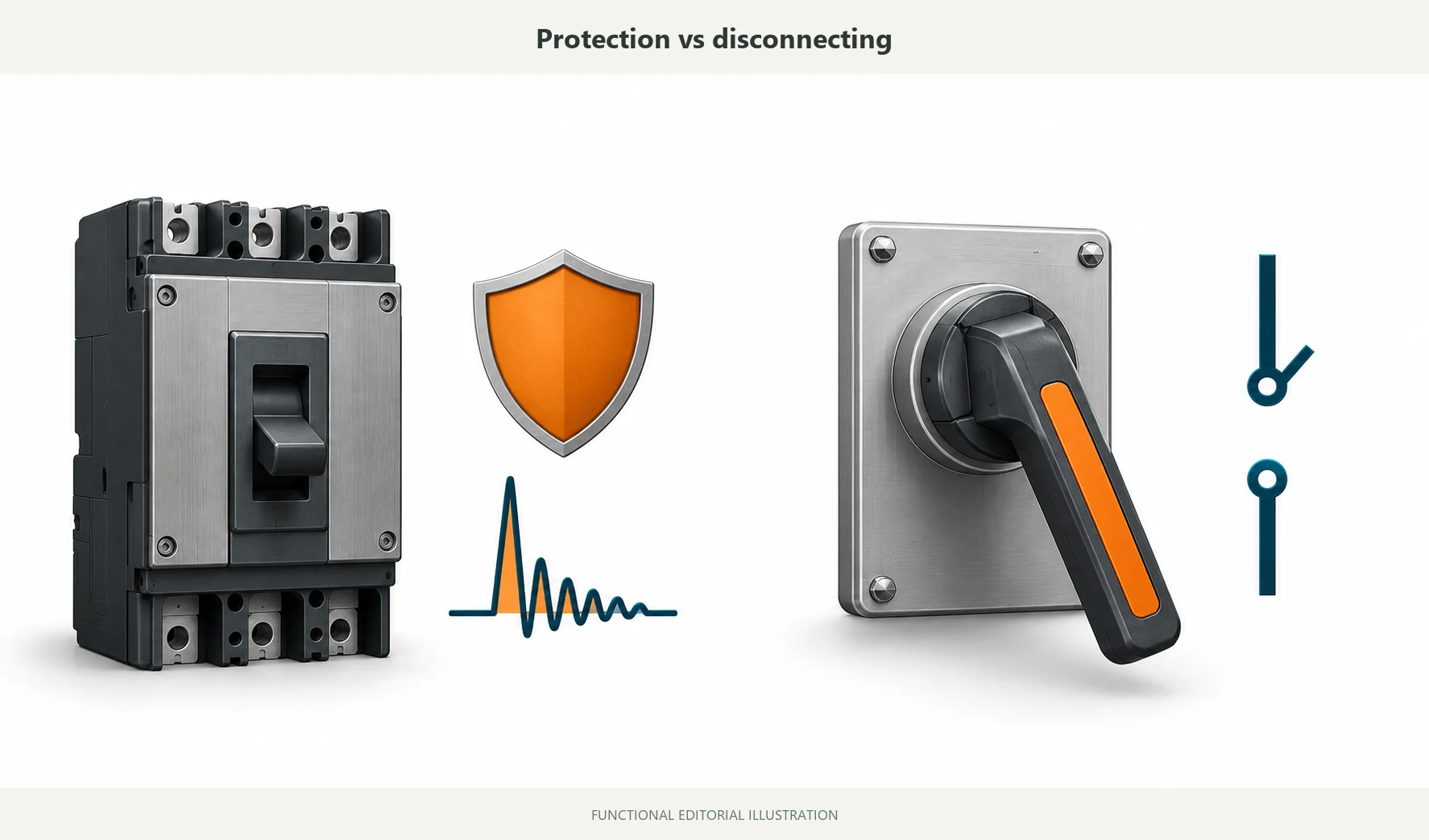 Conceptual distinction between overcurrent protection and equipment disconnecting