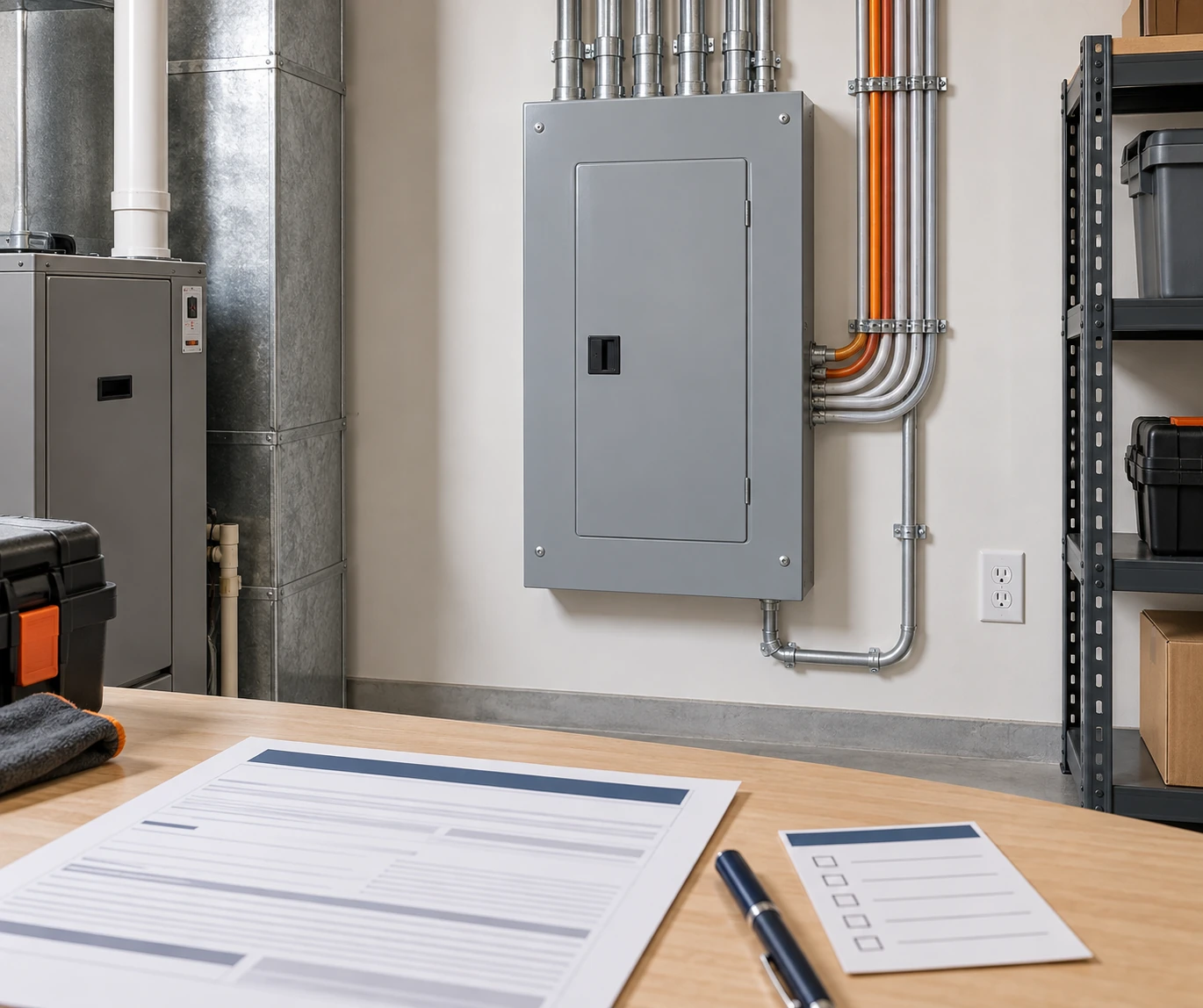 Compact standardized load center shown in a straightforward documented installation setting.