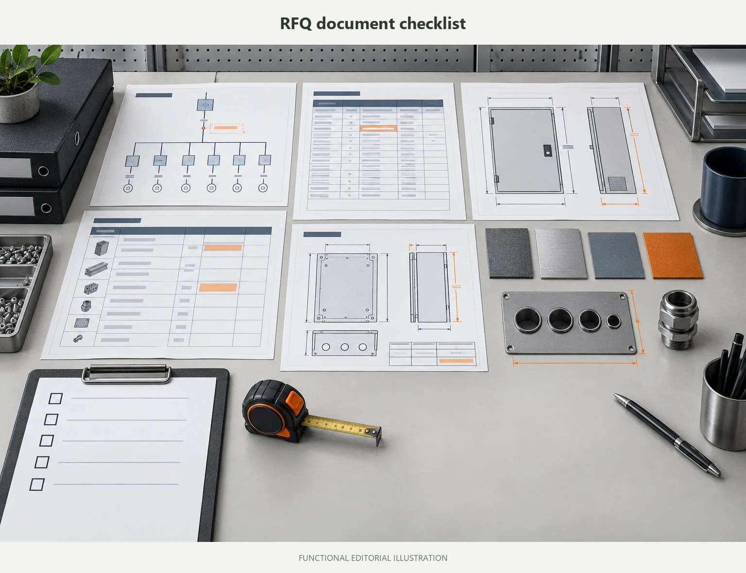 RFQ checklist with single-line diagram panel schedule BOM and enclosure requirements