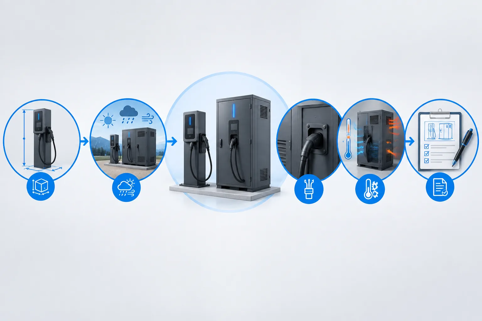 Concept workflow from equipment dimensions and site exposure to cable and thermal review