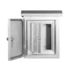 Open white IP65 electrical enclosure showing a sealed outer door, inner door, gasket, and mounting area