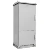 Tall gray IP65 floor-standing electrical enclosure with two access doors, lifting eyes, and a raised base