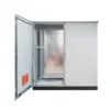 Open gray IP66 floor-standing electrical cabinet with two doors and an internal equipment mounting space