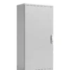 Front-right view of a tall gray NEMA 1 single-door electrical enclosure with a side-mounted handle