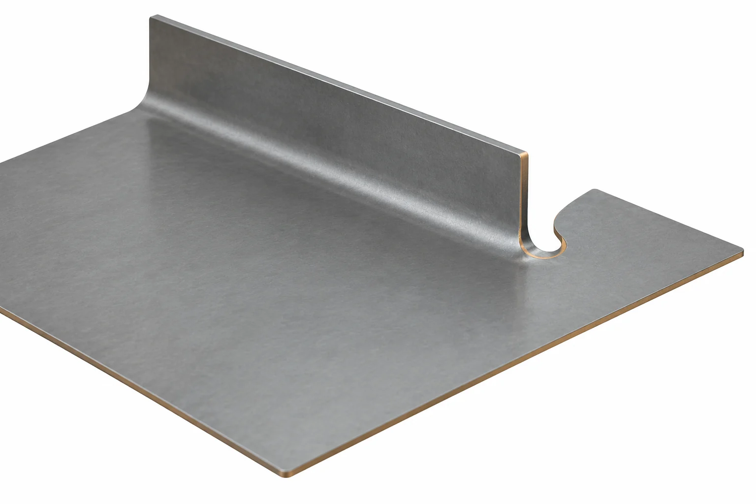 Rounded bend-end relief at the end of a formed sheet metal flange.